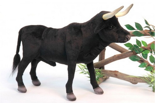 Set of 3 Black Handcrafted Extra Soft Plush Bull Stuffed Animals 18" - IMAGE 1