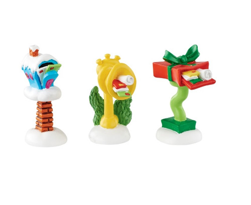 Dept 56 Dr Seuss The Grinch Who-ville Wacky Mailboxes Christmas Decoration 3-Piece Set #4053066 - IMAGE 1
