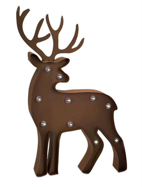 21" Brown Rustic Standing LED Lighted Reindeer Marquee Christmas Decor - IMAGE 1