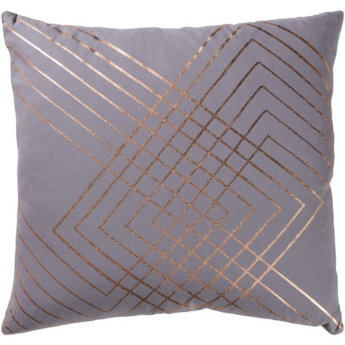 20" Gray and Copper Brown Contemporary Square Throw Pillow - Down Filler - IMAGE 1