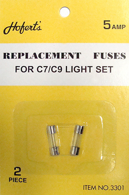 5 packs of 2 ct HOF 3301 Clear Replacement Fuses for C7 or C9 Light Strings - 5 Amps - IMAGE 1