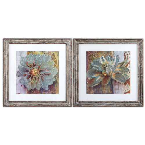 Set of 2 Colorful Floral Plant Framed Print Wall Art 38" - IMAGE 1