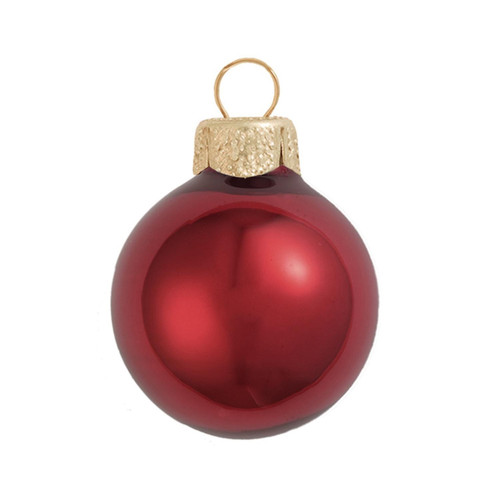 8ct Burgundy Pearl Finish Glass Christmas Ball Ornaments 3.25" (80mm) - IMAGE 1