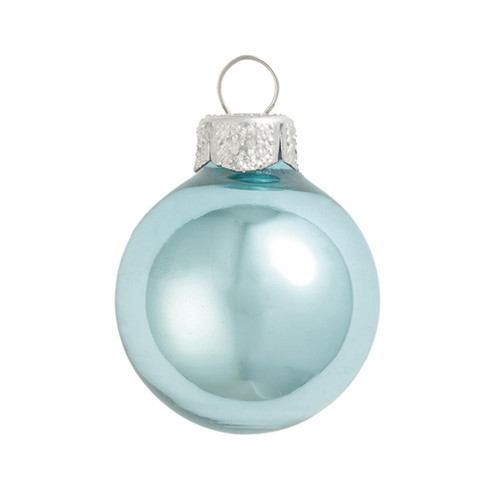 12ct Baby Blue Shiny Glass Christmas Ball Ornaments 2.75" (70mm) - IMAGE 1