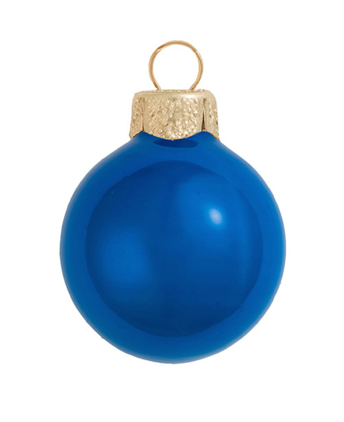 12ct Cobalt Blue Pearl Glass Christmas Ball Ornaments 2.75" (70mm) - IMAGE 1