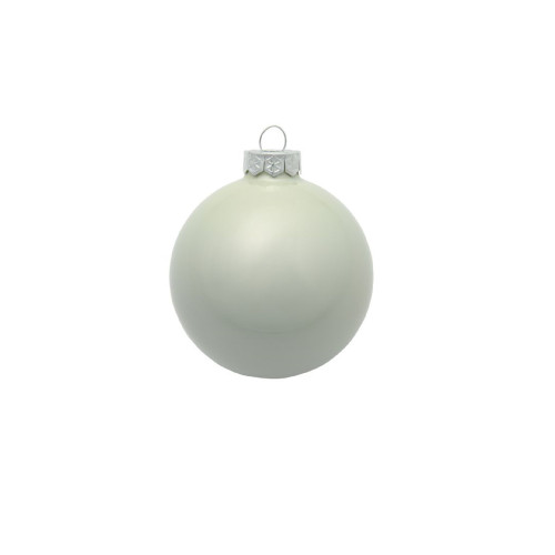 Small Pearl Finish Glass Christmas Ball Ornaments - 2" (50mm) - Polar White - 28ct - IMAGE 1