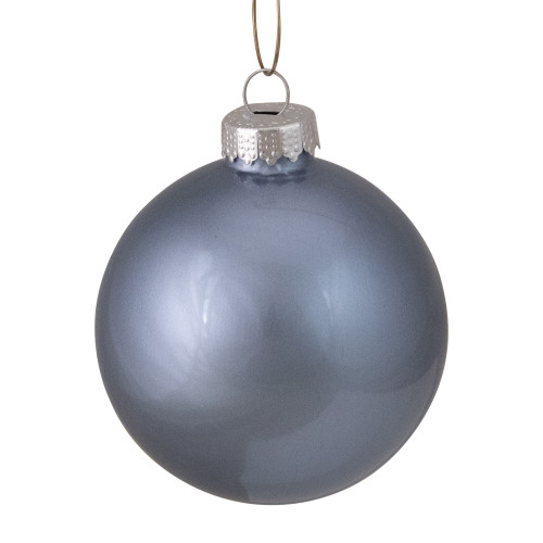 8ct Cobalt Blue Metallic Glass Christmas Ball Ornaments 3.25" (80mm) - IMAGE 1