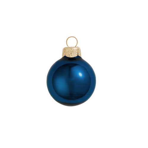 Mini Shiny Finish Glass Christmas Ball Ornaments - 1.5" (40mm) - Midnight Blue - 40ct - IMAGE 1