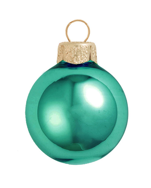 Shiny Finish Glass Christmas Ball Ornaments - 2.75" (70mm) - Turquoise Green - 12ct - IMAGE 1