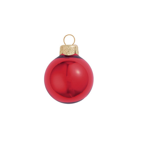 Shiny Finish Glass Christmas Ball Ornaments - 2.75" (70mm) - Red - 12ct - IMAGE 1