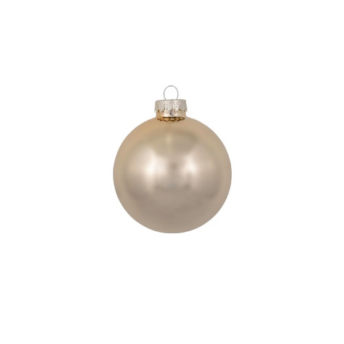 Petite Pearl Finish Glass Christmas Ball Ornaments - 1.25" (30mm) - Champagne - 40ct - IMAGE 1