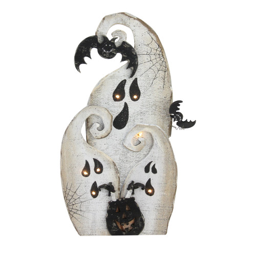 14" Black and White Battery Operated LED Lighted Ghosts Halloween Decor - IMAGE 1
