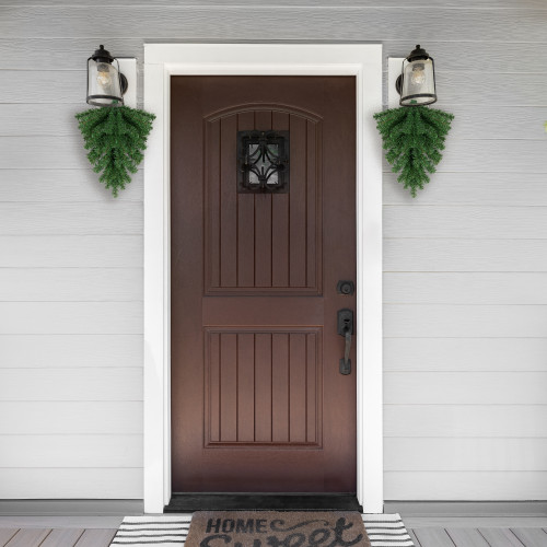 Pine Teardrop Artificial Christmas Swag - 22" - Unlit - IMAGE 1