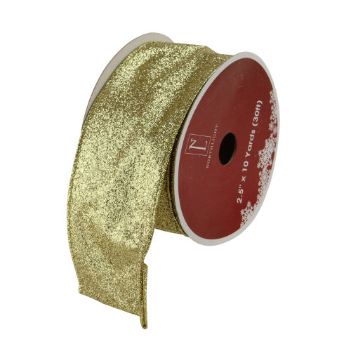 Pack of 12 Sparkling Solid Gold Christmas Wired Craft Ribbons - 2.5" x 120 Yards - IMAGE 1