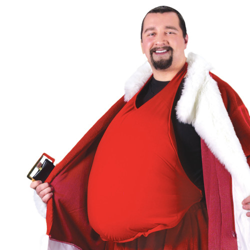 Red Padded Santa Belly Adult Christmas Costume Accessory - One Size - IMAGE 1