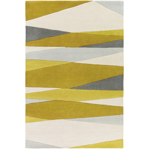 6' x 9' Gold Yellow and Slate Gray Rectangular Wool Area Throw Rug - IMAGE 1
