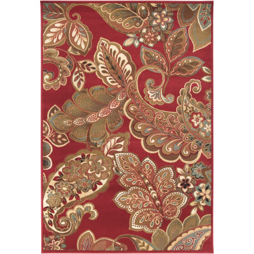 4' x 5.25' Paisley Red and Green Shed-Free Rectangular Area Throw Rug - IMAGE 1