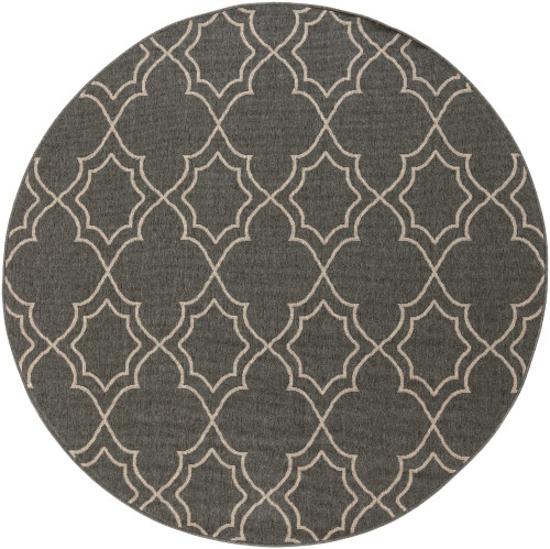 7.25' Black and Brown Contemporary Round Area Throw Rug - IMAGE 1