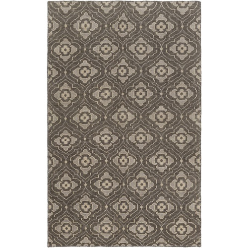 5' x 8' Bloom Brown and Beige Hand Knotted Wool Area Throw Rug - IMAGE 1