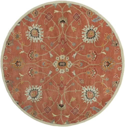 6' Caramel Brown and Cream White Hand Tufted Wool Round Area Throw Rug - IMAGE 1