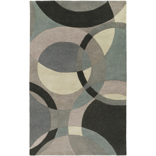 4' x 6' Senzei Spheres Gray and Black Hand Tufted Rectangular Wool Area Throw Rug - IMAGE 1