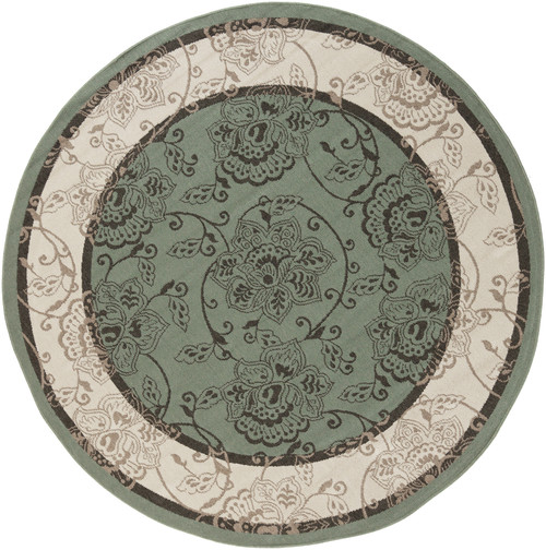 8.75' Green and Black Shed-Free Round Area Throw Rug - IMAGE 1