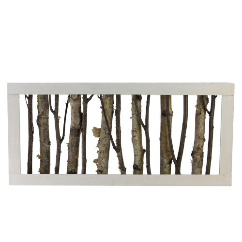 18.75" Mixed Branches in a White Wooden Frame Christmas Tabletop Decoration - IMAGE 1