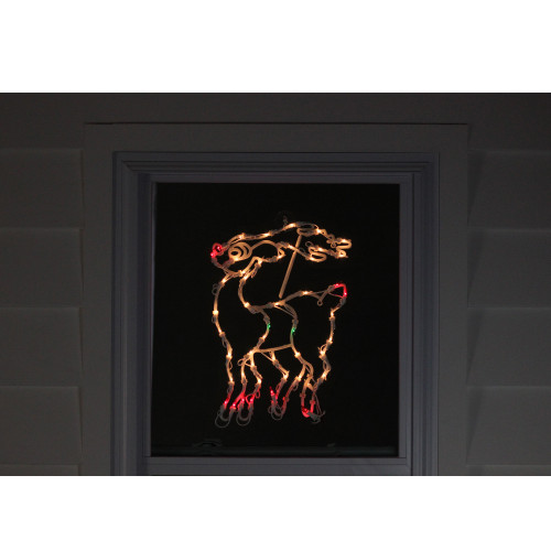 18" Lighted Reindeer Double Sided Christmas Window Silhouette