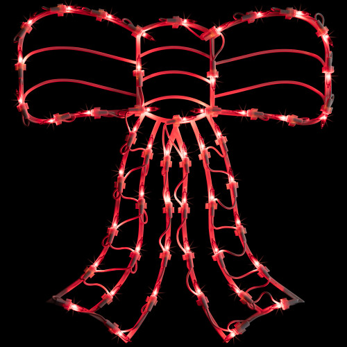 Lighted Bow Christmas Window Silhouette Decoration - 14" - Red - IMAGE 1