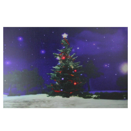 Fiber Optic and LED Lighted Color Changing Christmas Tree Canvas Wall Art 23.5" x 15.5" - IMAGE 1