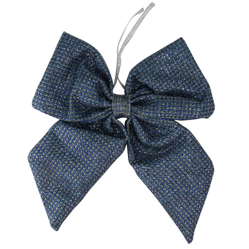 7.25" Blue and Silver Double Loop Christmas Bow Decor - IMAGE 1