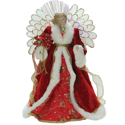 14.5" Lighted Red and White Fiber Optic Angel Christmas Tree Topper - IMAGE 1