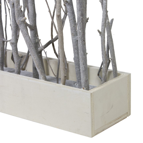 26 75 White Brown Standing Birch Branch Bouquet In Rustic Box Tabletop Decor Christmas Central