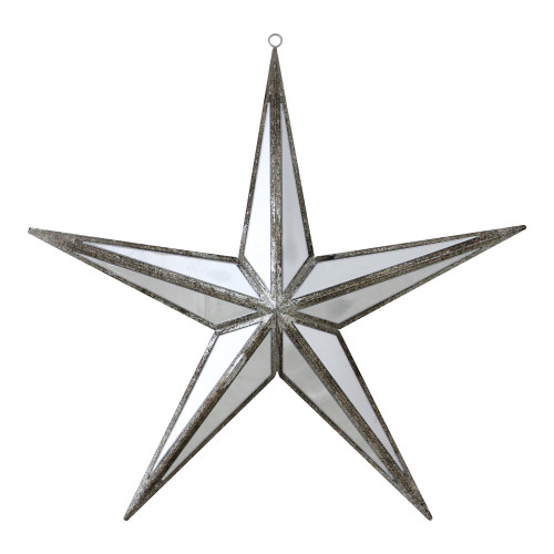 11" White and Silver Mirrored 5-Point Star Christmas Ornament - IMAGE 1
