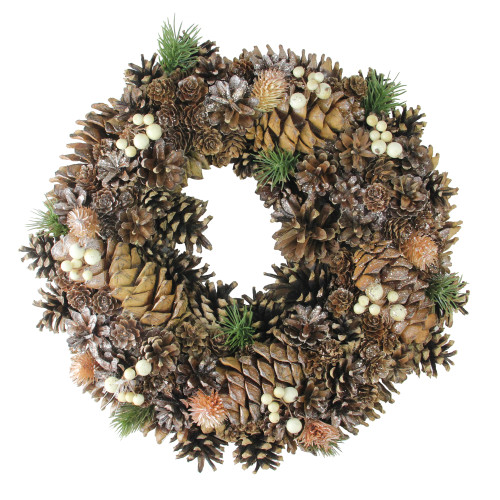 Pine Cone and Berry Artificial Wreath, Brown 15-Inch - IMAGE 1