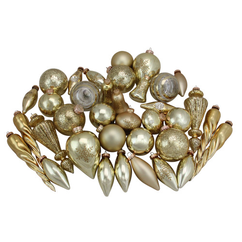 36ct Champagne Gold 2-Finish Christmas Asymmetrical Ornaments 8" - IMAGE 1