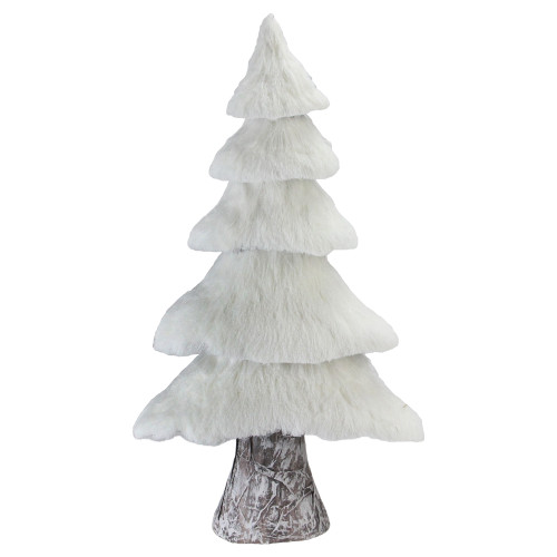 17.25" White Faux Fur Birch Tree Christmas Decoration - IMAGE 1