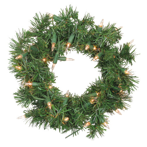 Pre-Lit Deluxe Windsor Pine Artificial Christmas Wreath - 10" - Clear Lights - IMAGE 1