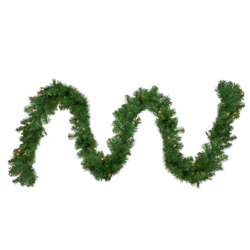 Pre-Lit Windsor Pine Artificial Christmas Garland - 9' x 10" - Clear Lights - IMAGE 1