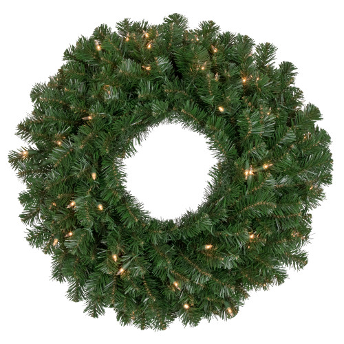 30" Pre-Lit Deluxe Windsor Pine Artificial Christmas Wreath, Clear Lights - IMAGE 1