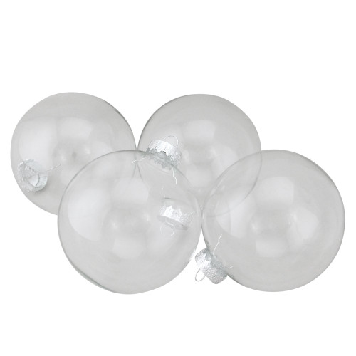 4ct Clear Glass Ball Christmas Ornaments 4" - IMAGE 1