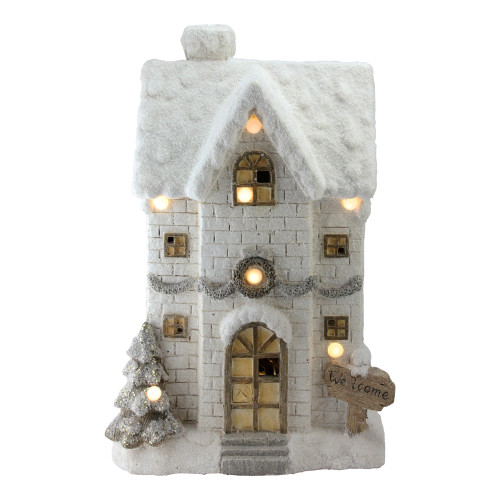 22.5" LED Lighted Musical Snowy Brick House Christmas Decor - IMAGE 1