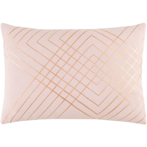 19" Blush Pink and Gold Throw Pillow - Down Filler - IMAGE 1