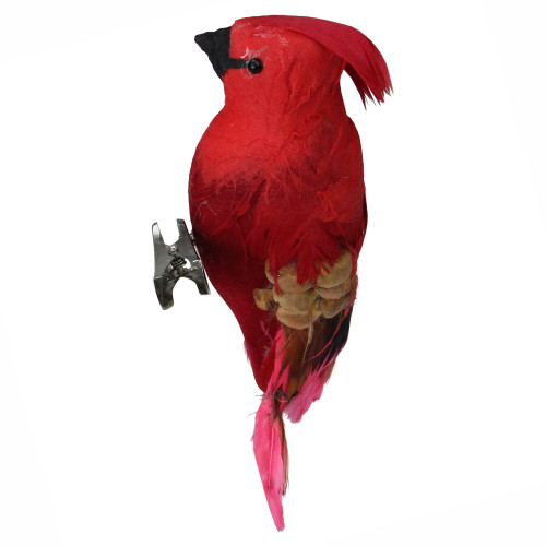 5.5" Red and Pink Cardinal Bird Clip-On Christmas Ornament - IMAGE 1