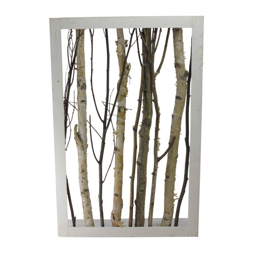28.25" Rustic Chic Mixed Branches in a White Wooden Frame Wall Decoration - IMAGE 1