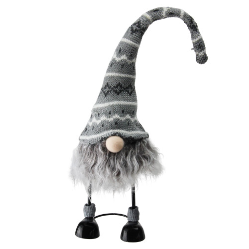 17.5" Gray and White Standing Santa Gnome Christmas Figurine - IMAGE 1