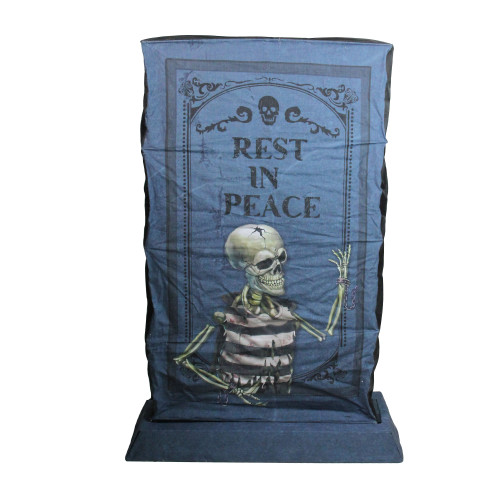 36" Pre-Lit Blue and Black LED RIP Tombstone Outdoor Halloween Decor - IMAGE 1