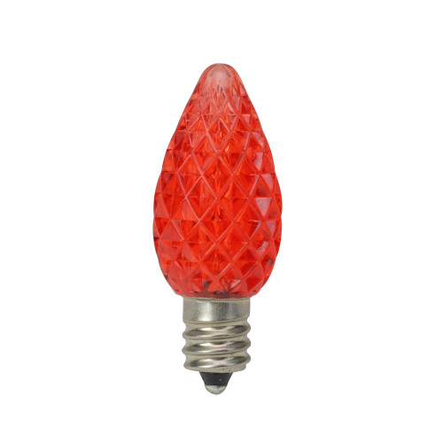 Pack of 25 Faceted LED C7 Red Christmas Replacement Bulbs - IMAGE 1