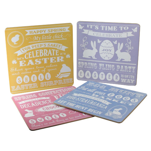 4pc Pink and Purple Reusable Easter Square Table Placemats 14" - IMAGE 1