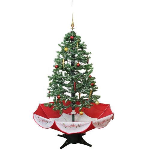 4.5' Pre-Lit Medium Musical Snowing Artificial Christmas Tree with Umbrella Base - Blue LED Lights - IMAGE 1